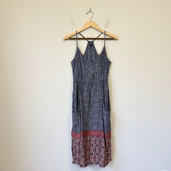 PATAGONIA Lost Wildflower Dress in Sunburst Crux Navy w Pockets Adjustable - Picture 1 of 11